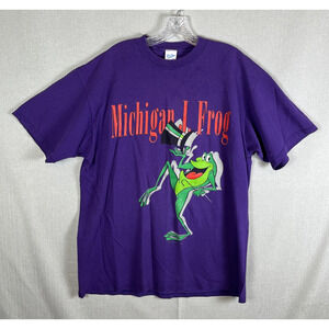 Vintage 1992 Michigan J Frog T-shirt Size XL Velva Sheen Purple Tee T Shirt